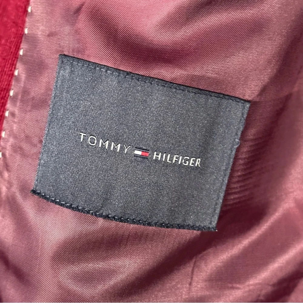 Tommy Hilfiger Sport Coat Mens Sz L42 Modern Fit Burgundy Corduroy Blazer Jacket